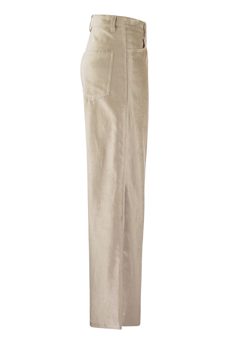 Sleek velvet cotton and viscose loose trousers