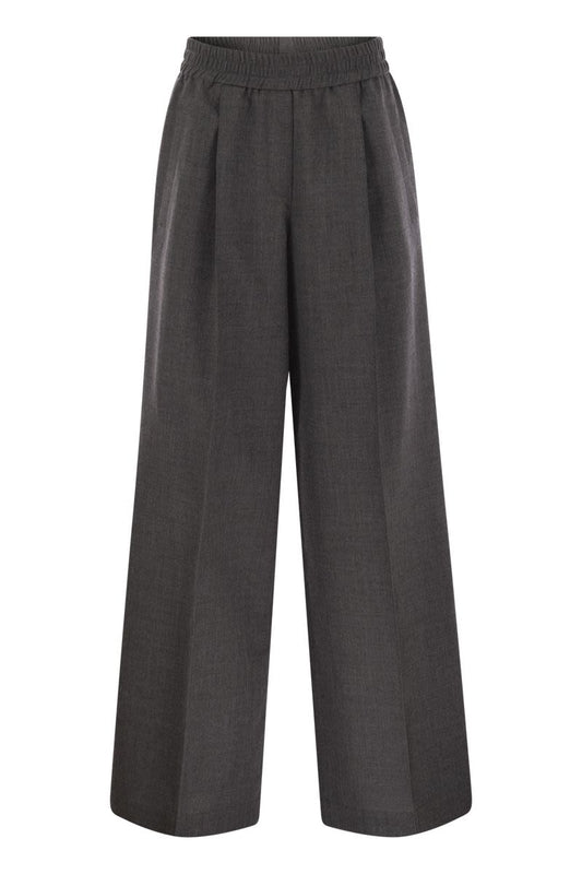 Loose track trousers in virgin wool organza