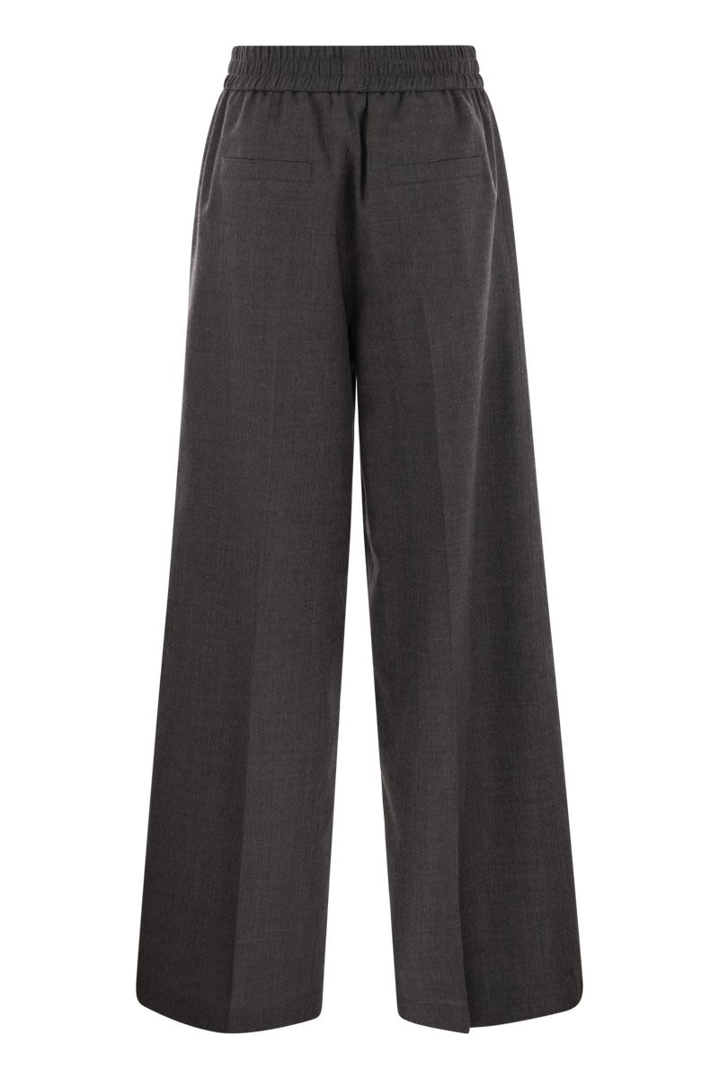 Loose track trousers in virgin wool organza