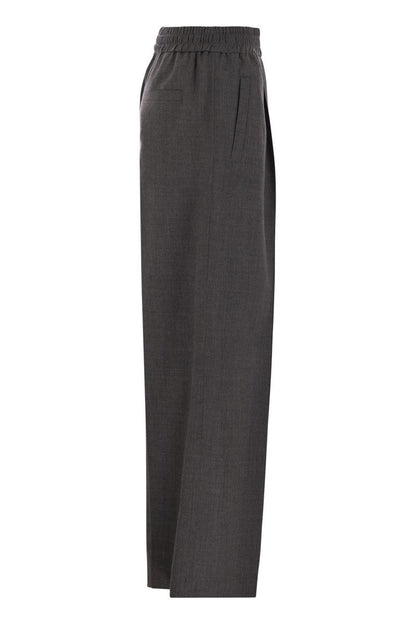 Loose track trousers in virgin wool organza