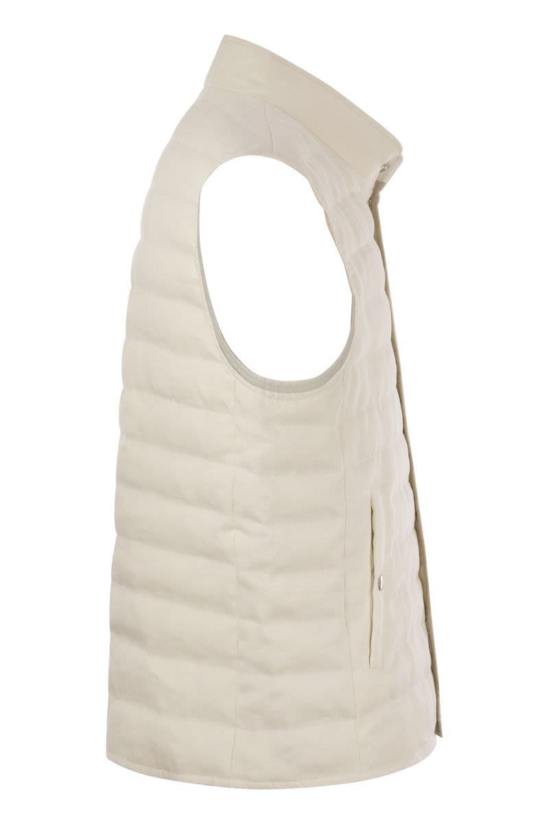 Linen sleeveless down jacket