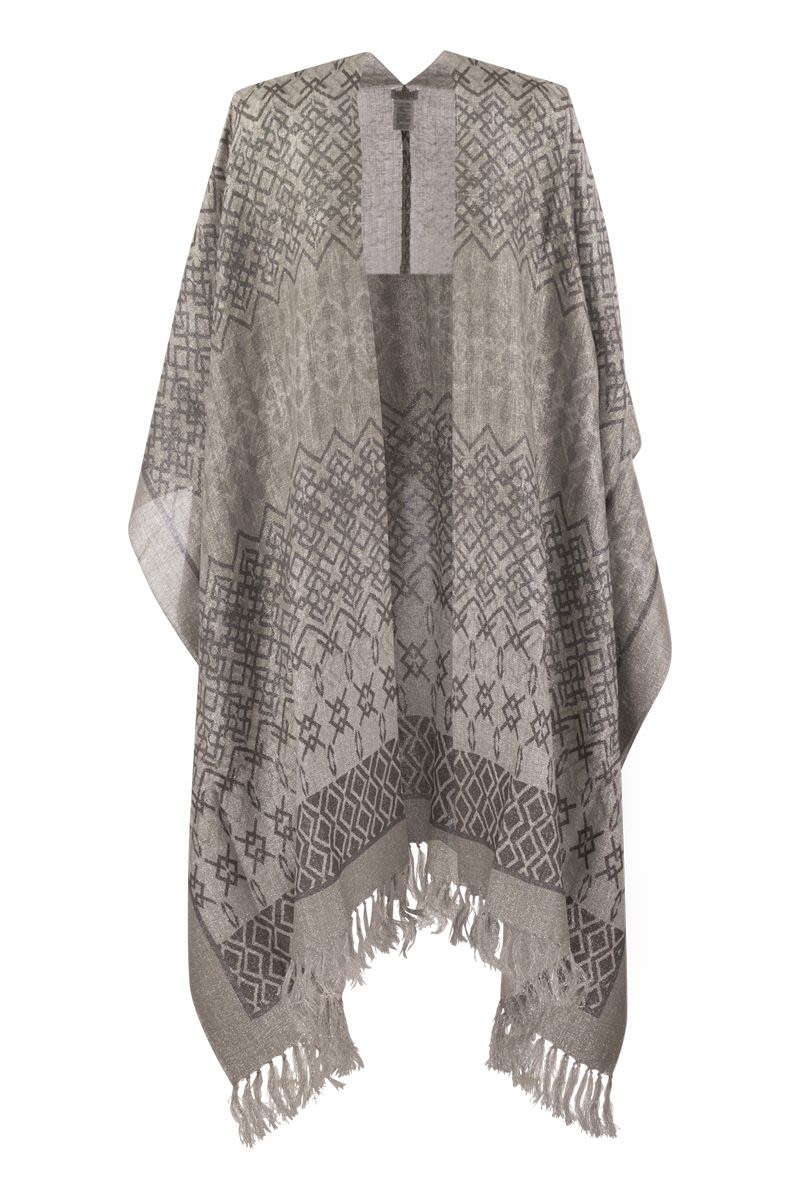 Ethnic Print linen poncho