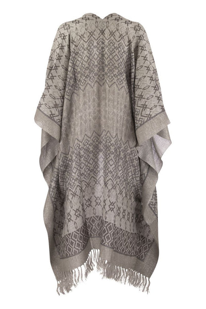 Ethnic Print linen poncho