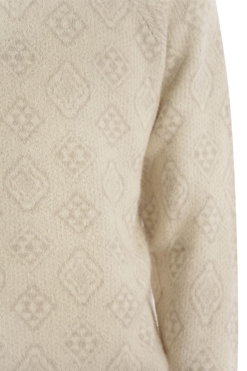 Geometric Jacquard turtleneck sweater in alpaca, cotton and wool