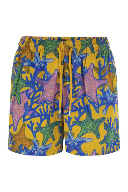 Starfish print beach shorts