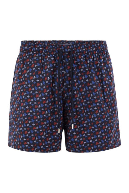 Stretch beach shorts with patterned print