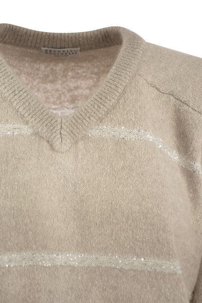 Alpaca, cotton and wool sweater with sequins