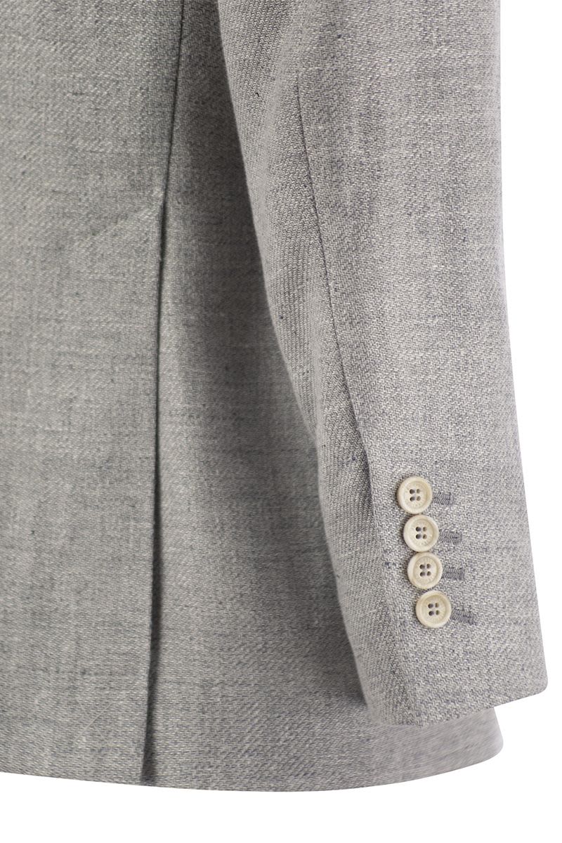 Linen, wool and silk diagonal deconstructed jacket