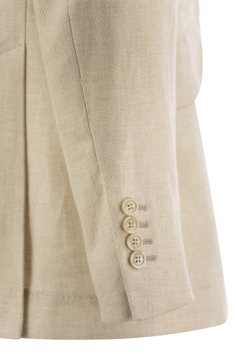 Diagonal deconstructed Cavallo jacket in linen, wool and silk