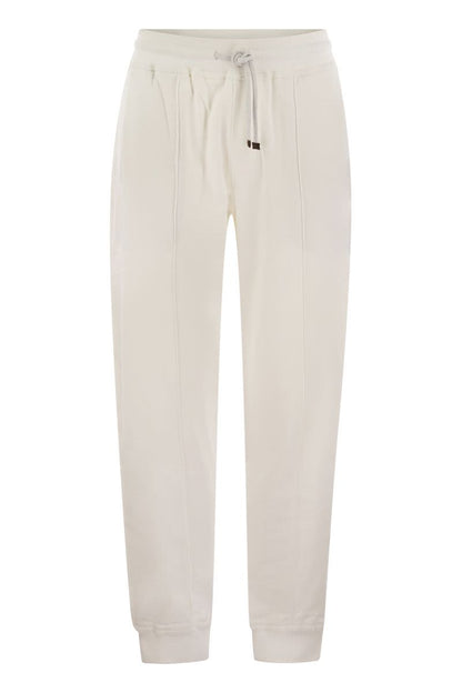 Cotton fleece trousers with crête and elasticated hem