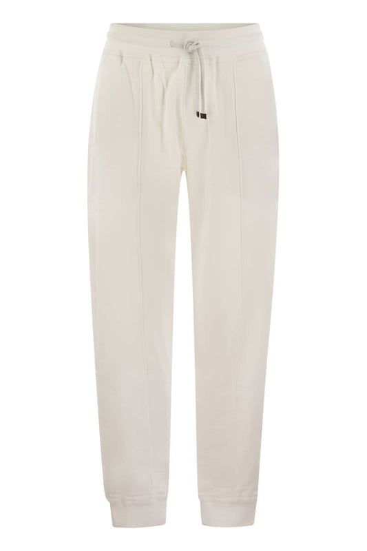 Cotton fleece trousers with crête and elasticated hem