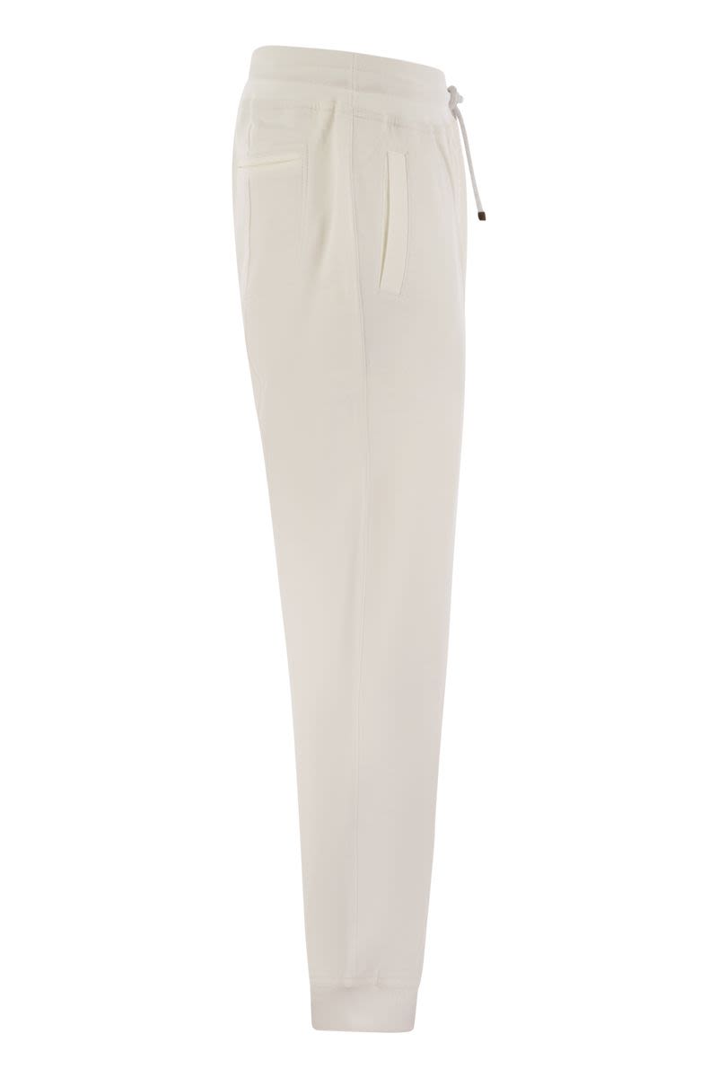 Cotton fleece trousers with crête and elasticated hem