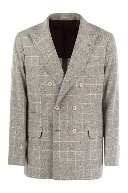 One-and-a-half-breasted deconstructed jacket in Prince of Wales