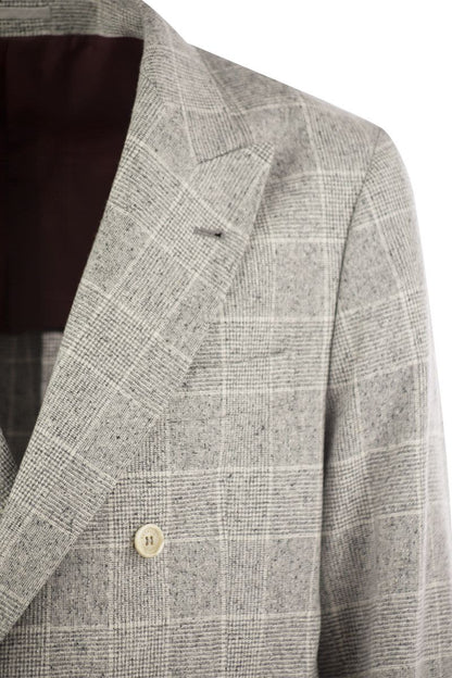 One-and-a-half-breasted deconstructed jacket in Prince of Wales