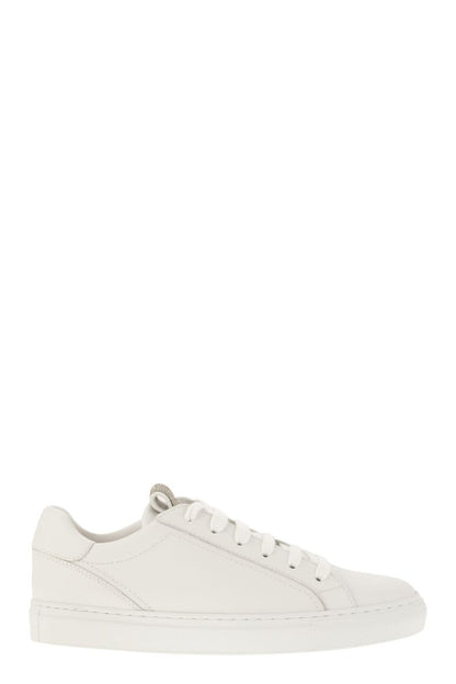 Matt calfskin trainers with precious detail