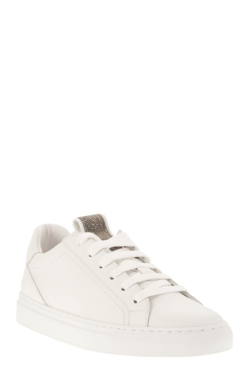 Matt calfskin trainers with precious detail