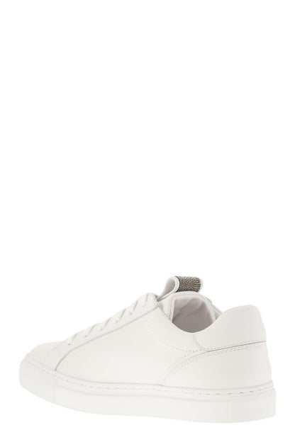 Matt calfskin trainers with precious detail