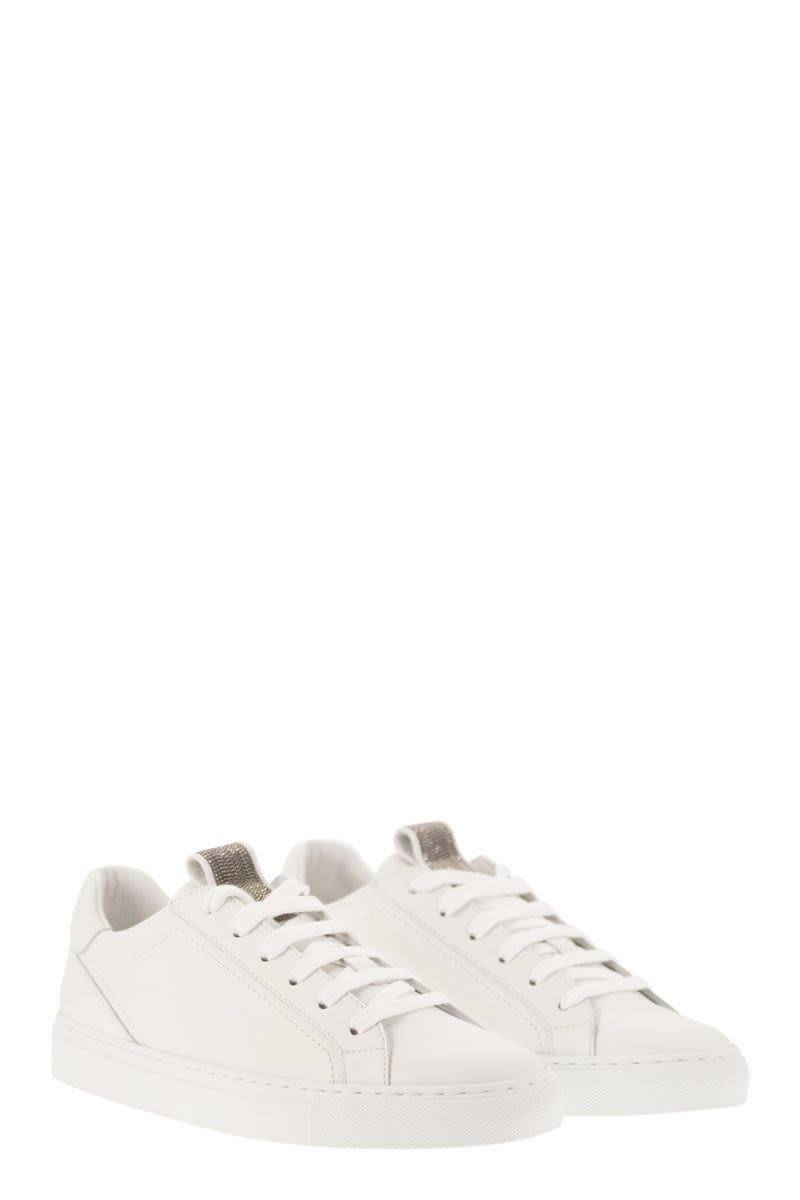 Matt calfskin trainers with precious detail