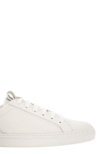 Matt calfskin trainers with precious detail