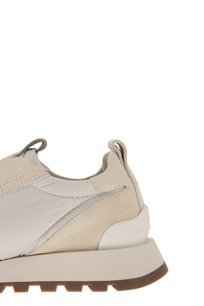 Suede and techno fabric runners with Precious Detail