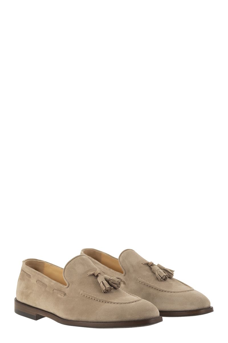 Suede moccasins with tassels