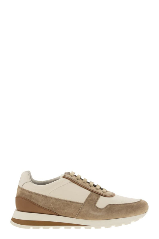 Runners in grained calfskin and washed suede