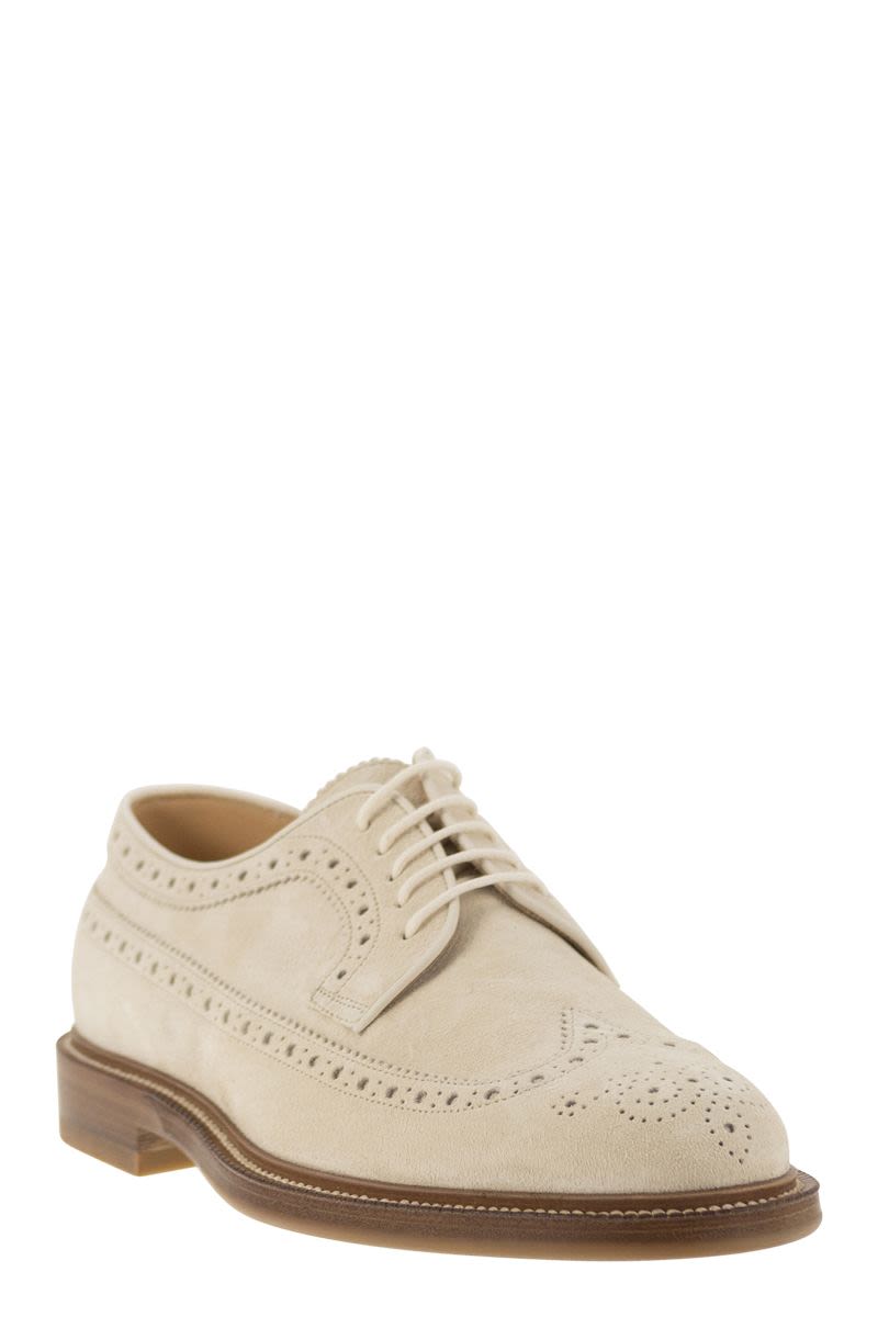 Suede Longwing Brogue Derby