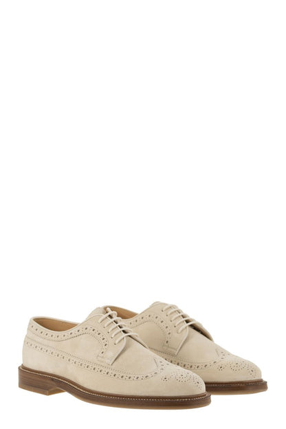 Suede Longwing Brogue Derby