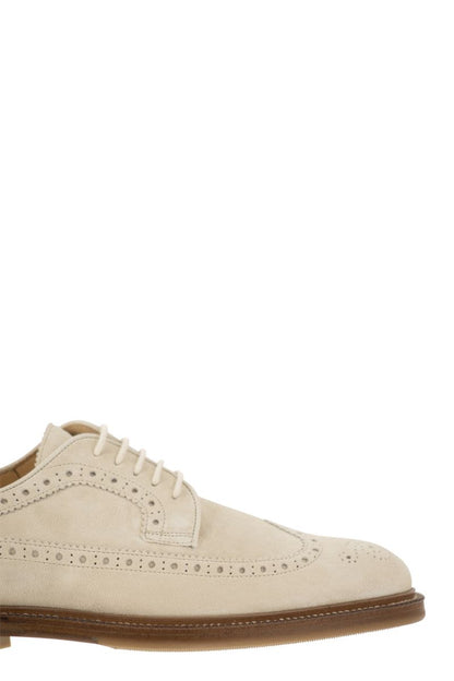 Suede Longwing Brogue Derby