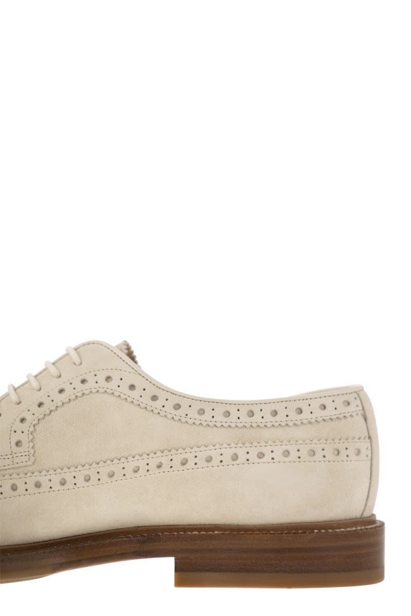 Suede Longwing Brogue Derby