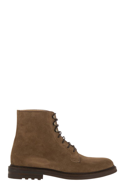 Suede lace-up boot