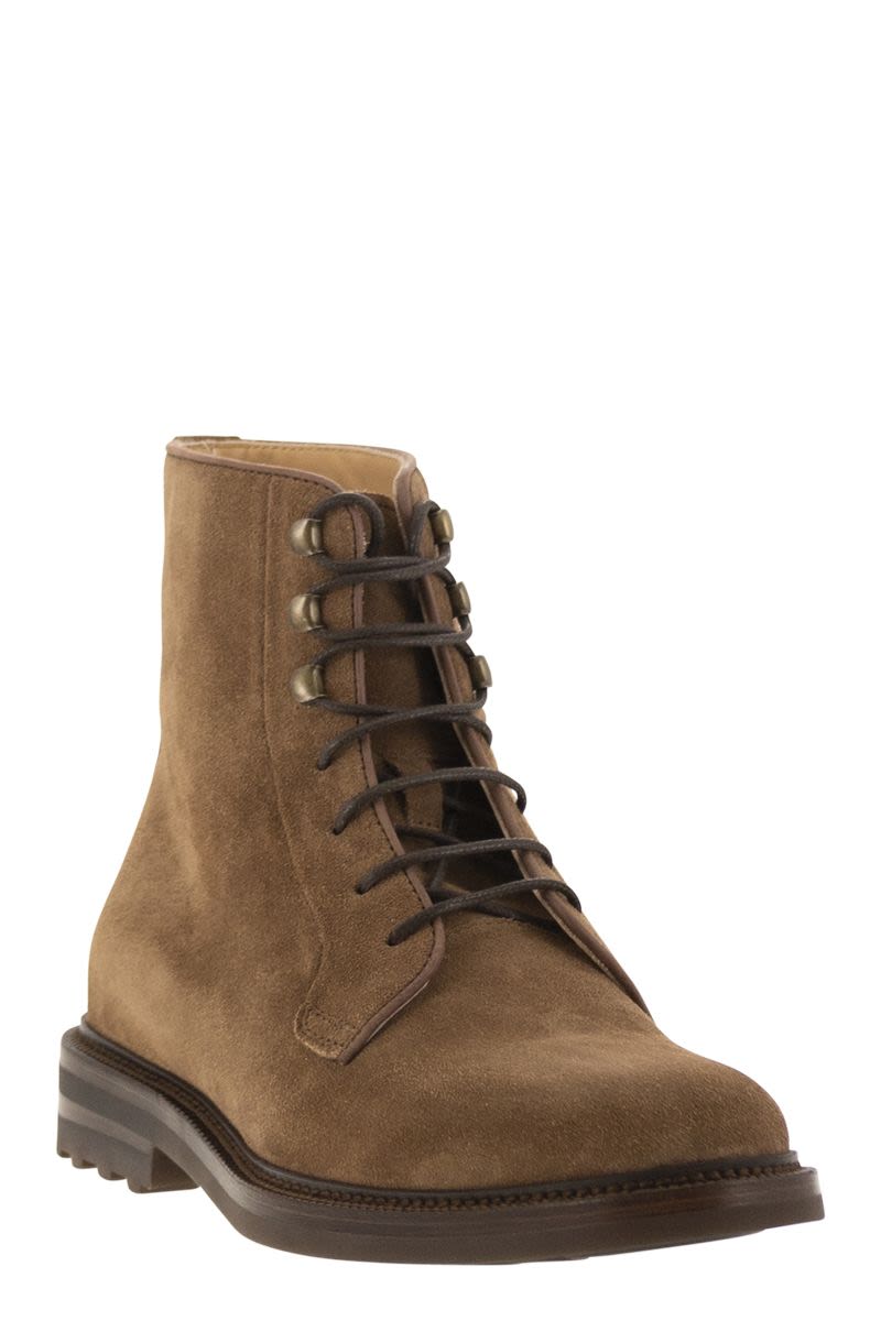 Suede lace-up boot