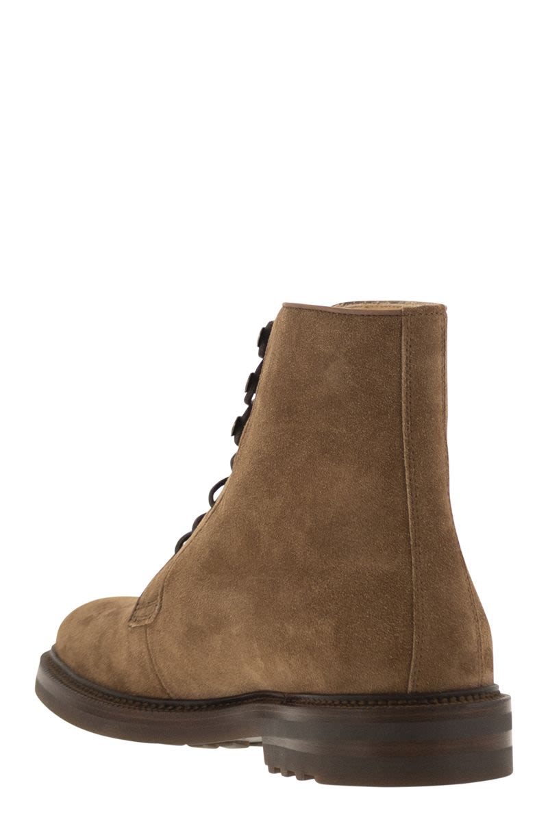 Suede lace-up boot