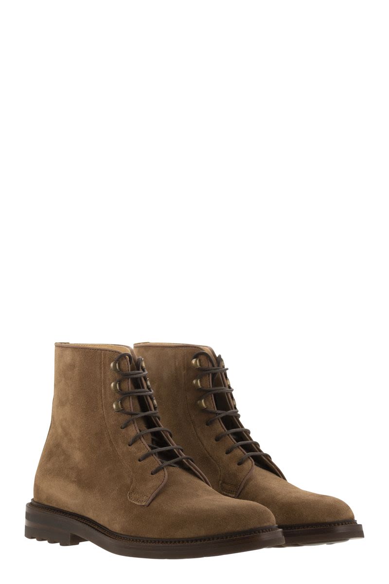 Suede lace-up boot