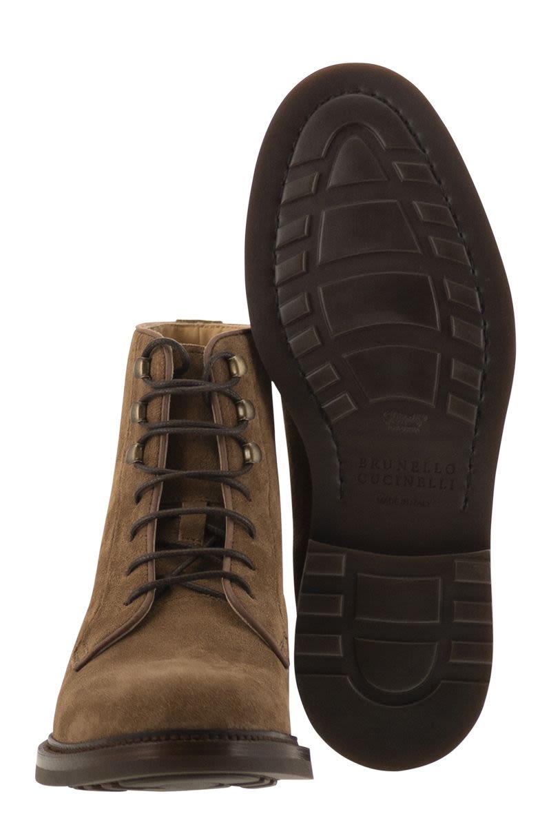 Suede lace-up boot