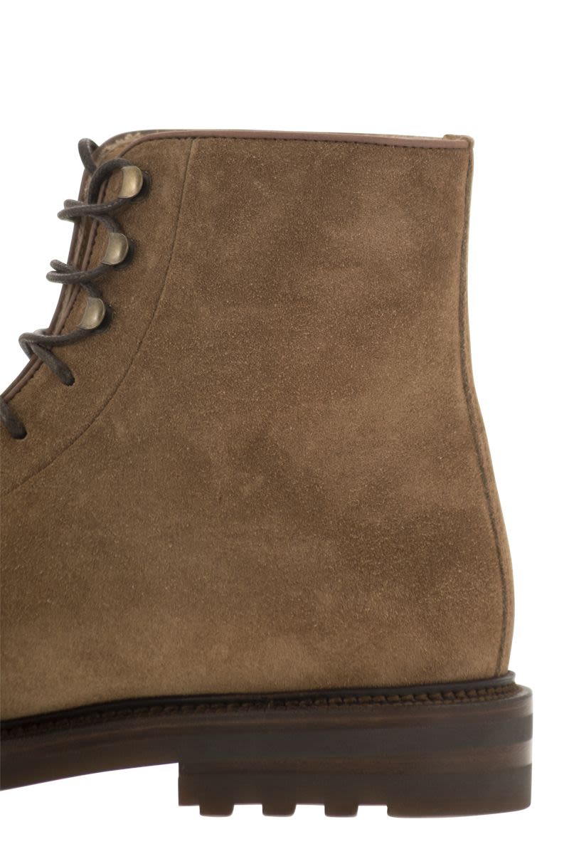 Suede lace-up boot