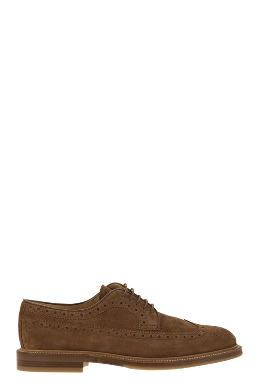 Suede Longwing Brogue Derby