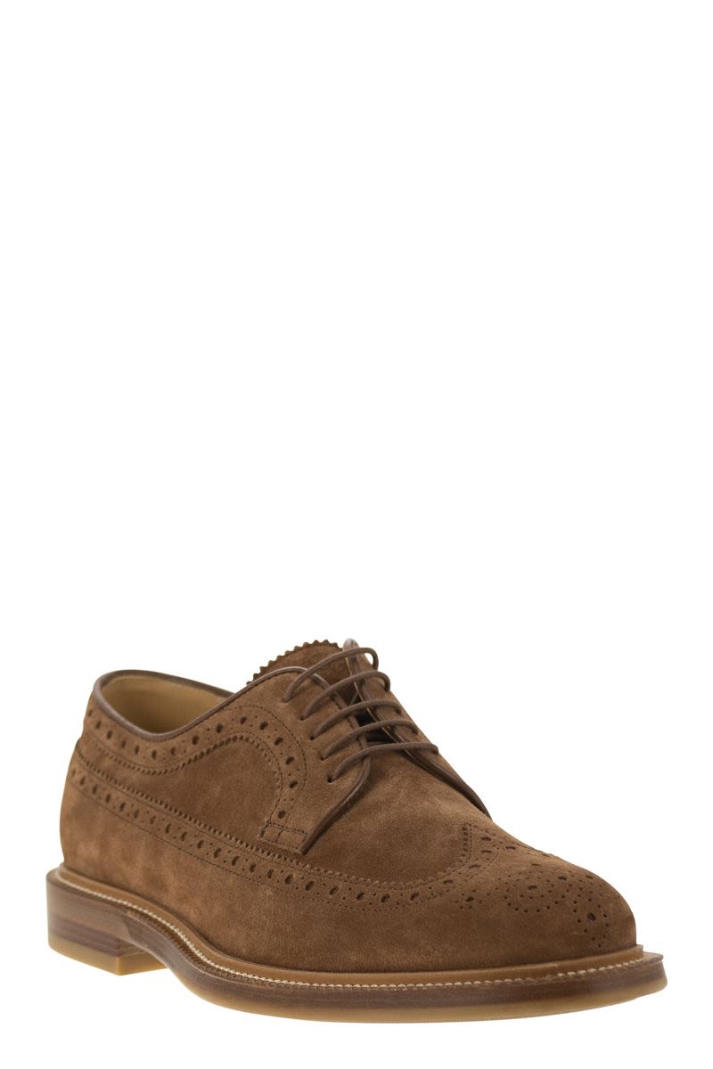 Suede Longwing Brogue Derby