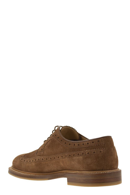 Suede Longwing Brogue Derby