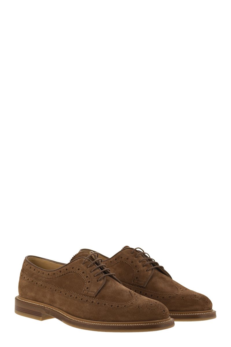 Suede Longwing Brogue Derby