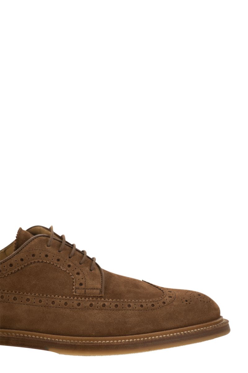 Suede Longwing Brogue Derby