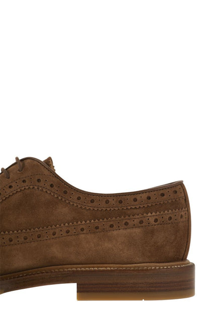 Suede Longwing Brogue Derby