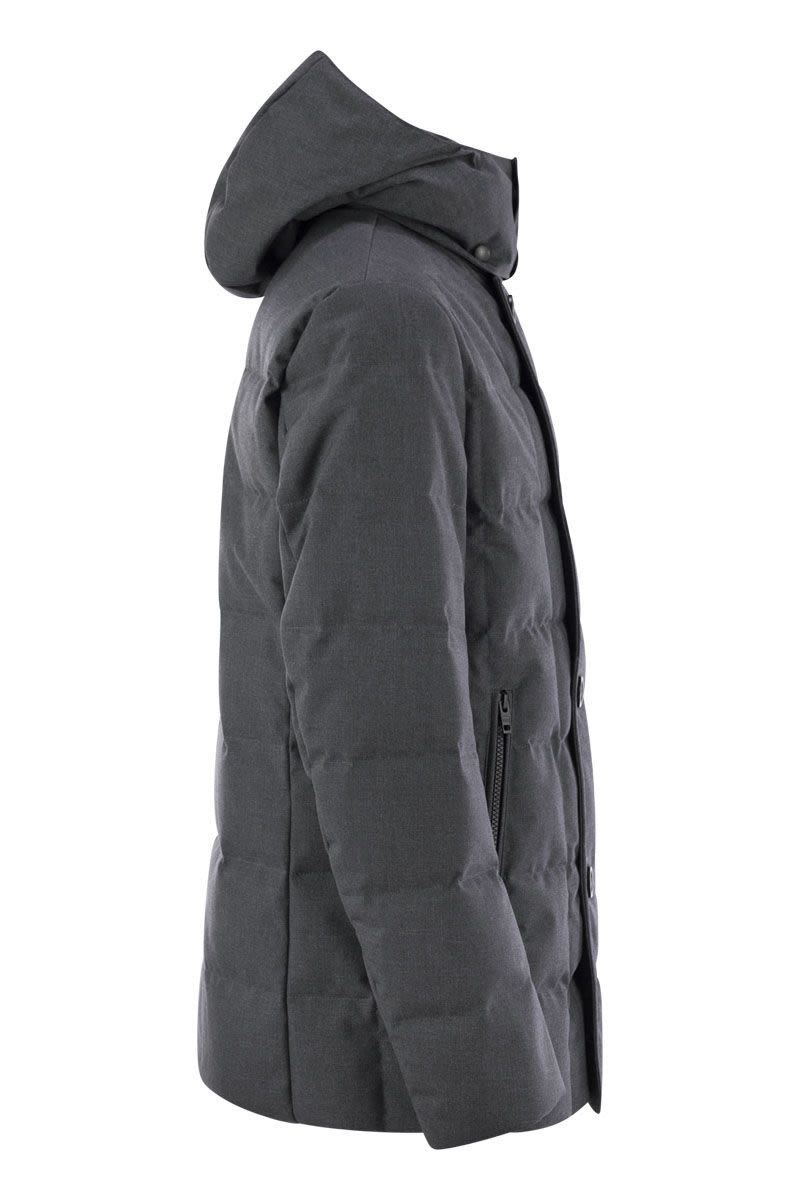 Double-breasted down jacket with hood