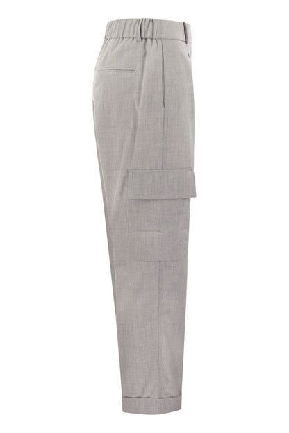 Cargo trousers in technical viscose canvas