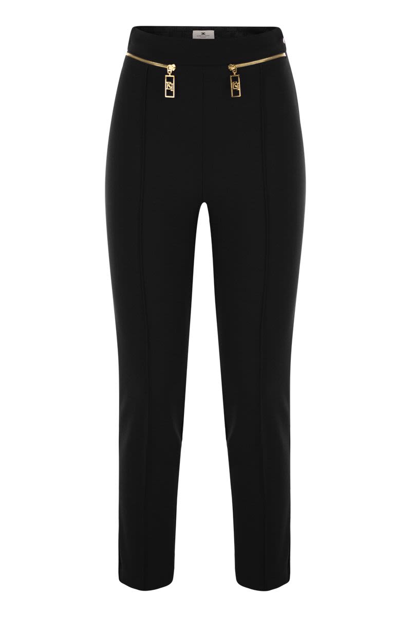 Straight crepe trousers with zip