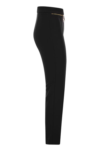 Straight crepe trousers with zip