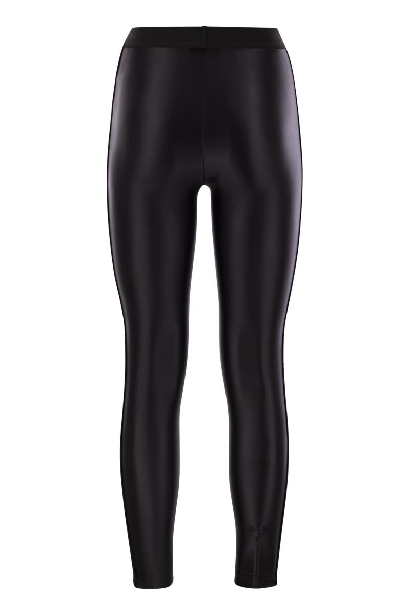 Shiny lycra leggings with logoed elastic band