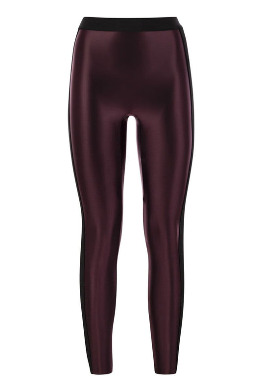 Shiny lycra leggings with logoed elastic band