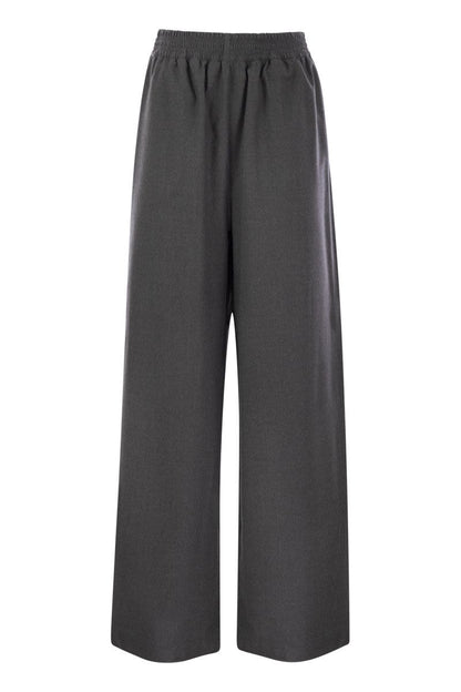 Wide flannel trousers