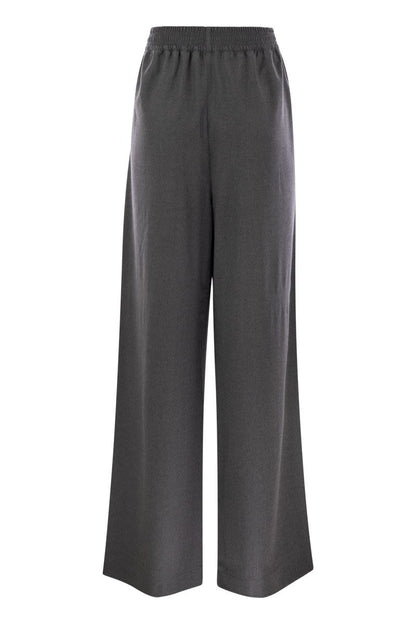 Wide flannel trousers